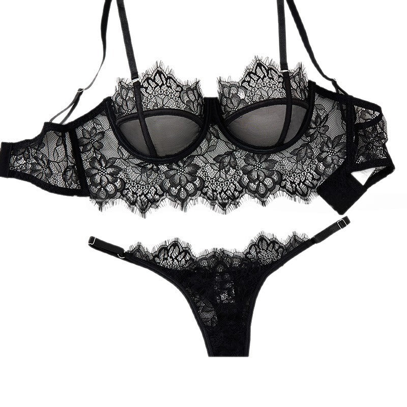 Eyelash Lace Underwire Bra & Thong Set