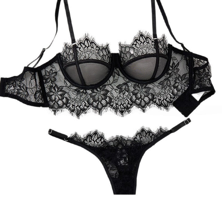 Eyelash Lace Underwire Bra & Thong Set