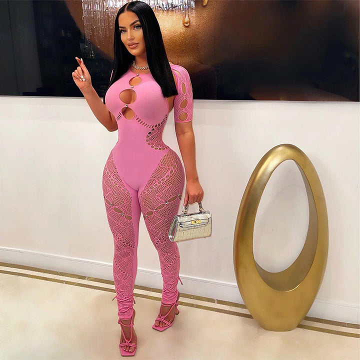Sexy Hollow Out Mesh Jumpsuit