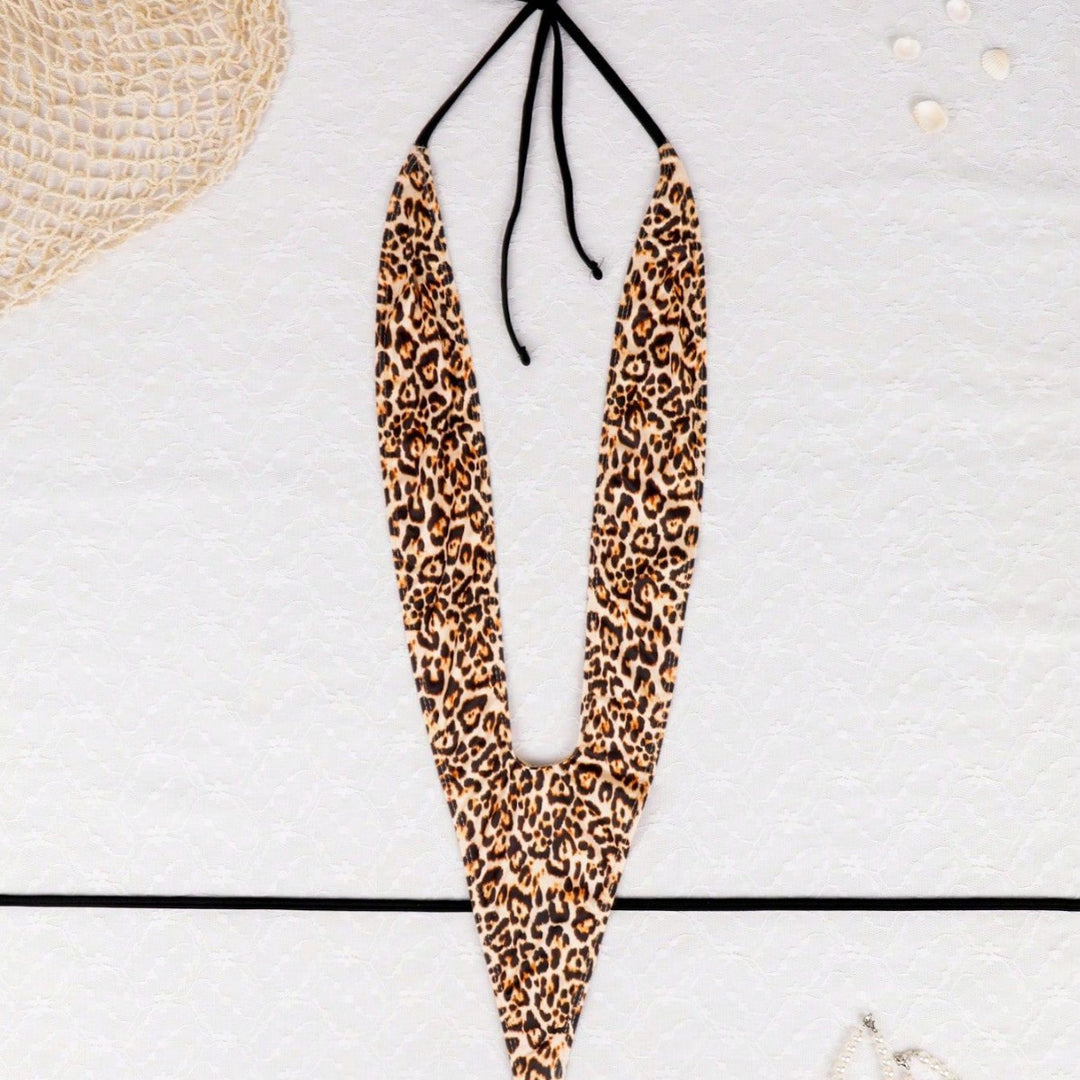 Deep-V Leopard Tie-Back Bodysuit