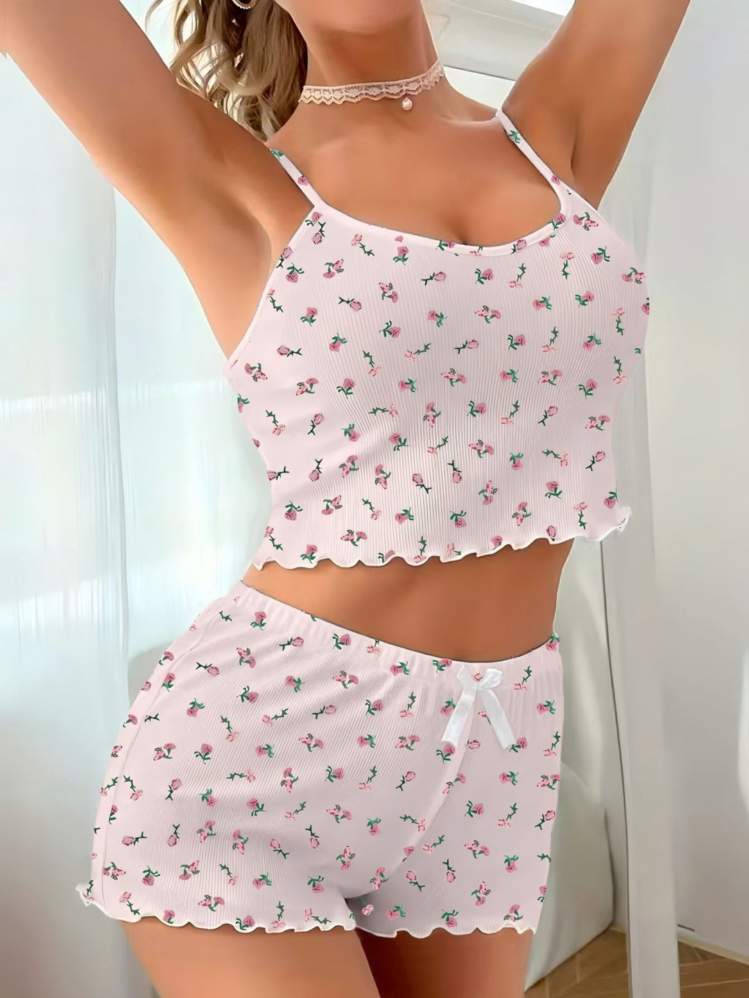 Sexy Floral Cami Pajama Set