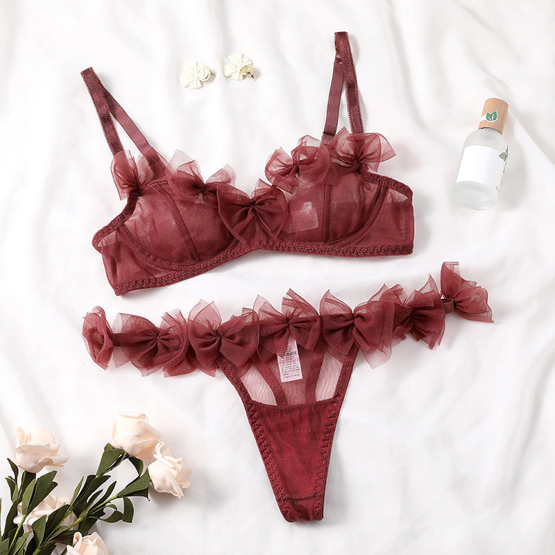 Ruffle Bow Sheer Lingerie Set