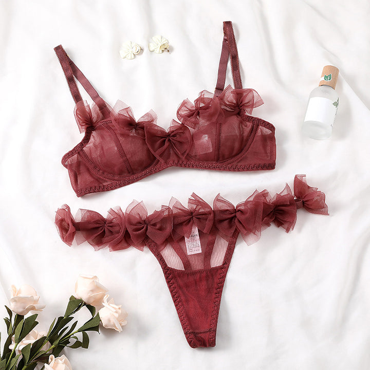 Ruffle Bow Sheer Lingerie Set