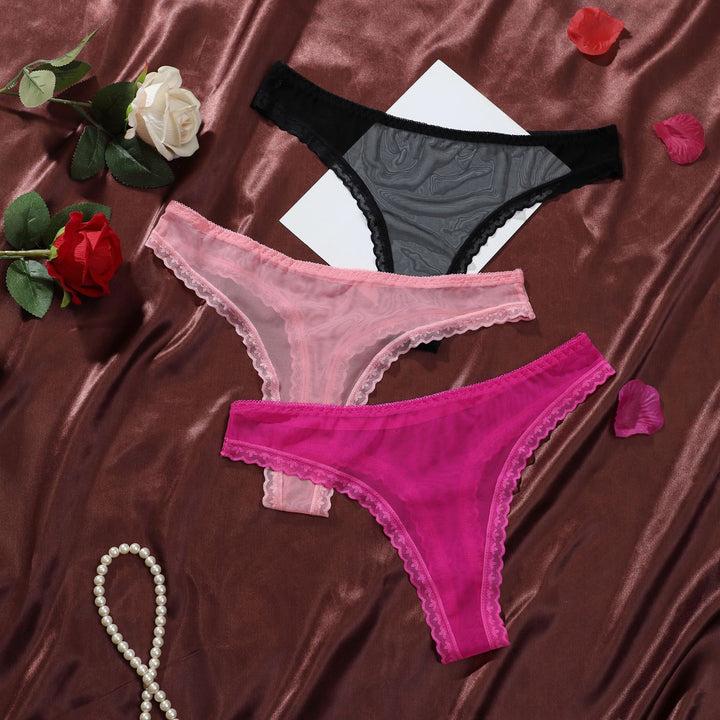 Sheer Mesh Lace Thong
