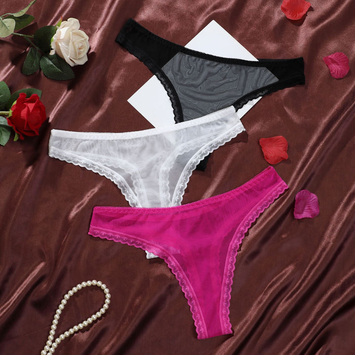 Sheer Mesh Lace Thong