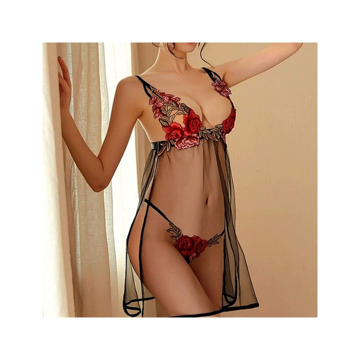 Floral Sheer Lace Babydoll Lingerie