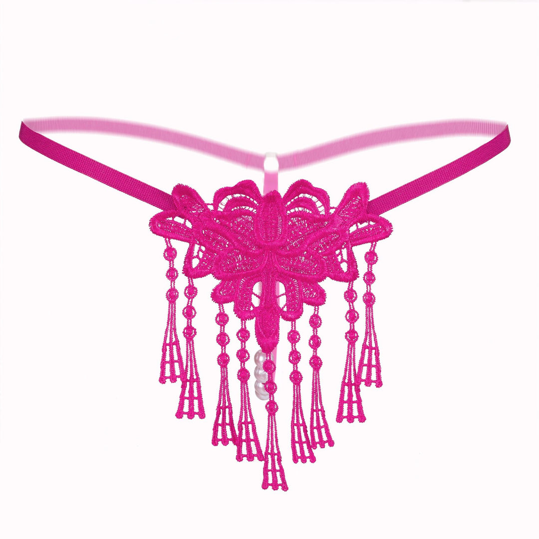 Sexy Lace Butterfly Tassel Thong