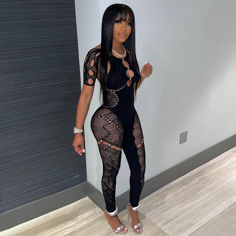 Sexy Hollow Out Mesh Jumpsuit
