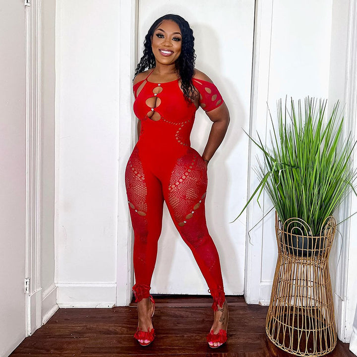 Sexy Hollow Out Mesh Jumpsuit
