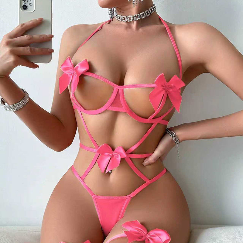 Strappy Bow Cutout Lingerie Set